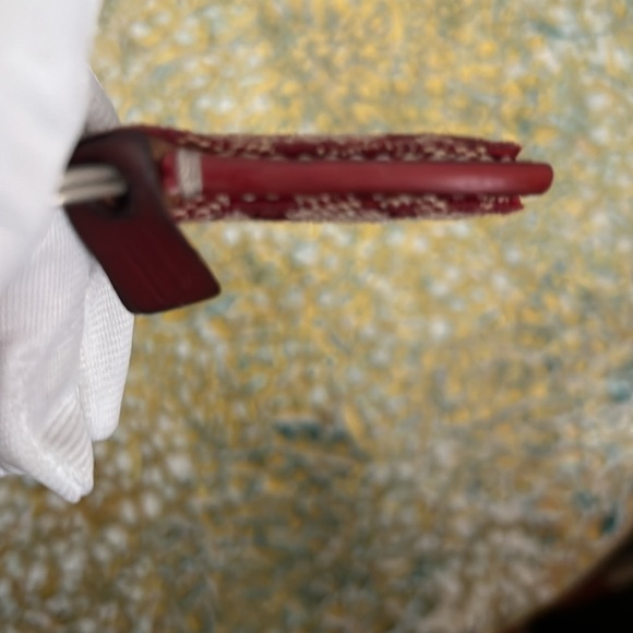 Coach Signature Monogram Canvas Key Chain w/ Leather Trim (Red) - Picture 3 of 7